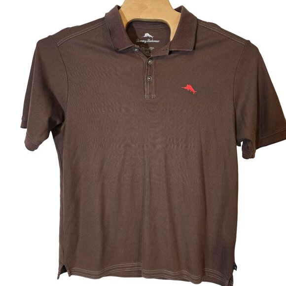 Tommy Bahama Suprima Polo‎ Shirt Large Men's Brown Short Sleeve Logo - Picture 1 of 5